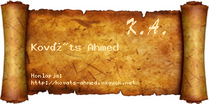 Kováts Ahmed névjegykártya
